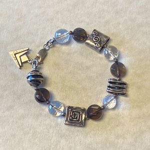 Silpada smokey quartz & sterling silver 925 beaded bracelet